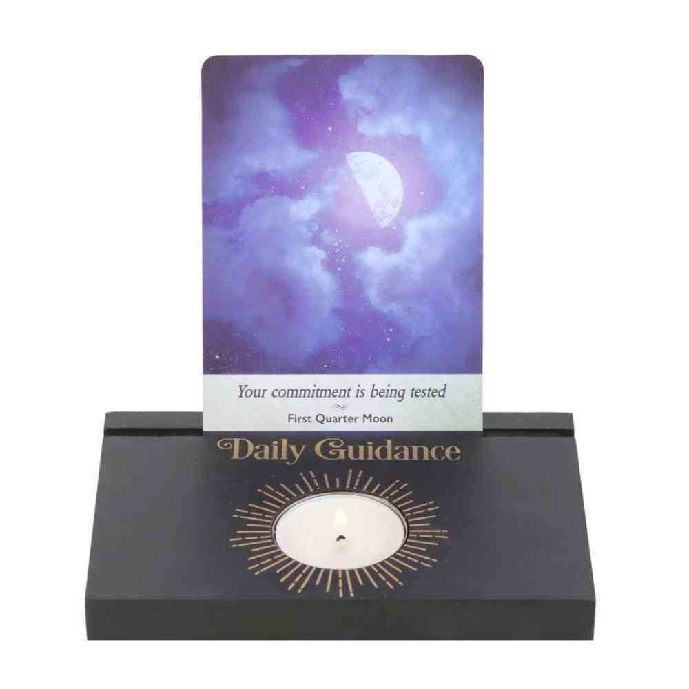 Something Different - Black Daily Guidance Tarot Card Stand Tea light holder - Black/Gold coloured
